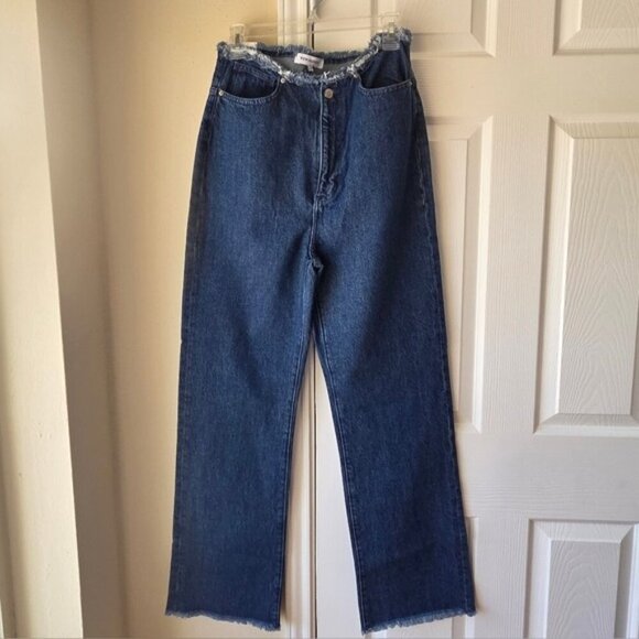 WeWoreWhat Denim Jeans 28 Frayed Hem Straight NWT Blue - Picture 7 of 11